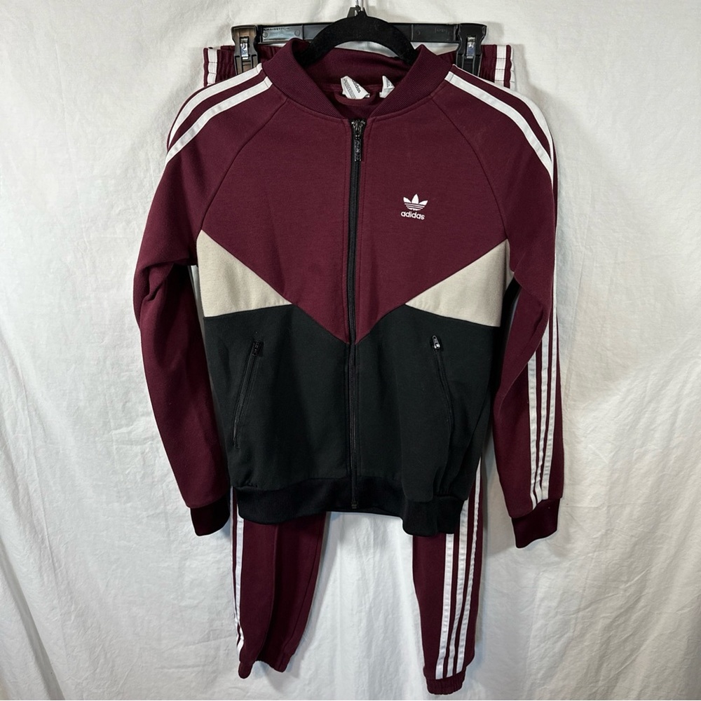 adidas Originals Women's Size XS Y2K Glam Velour Track Suit Jacket Pants Maroon